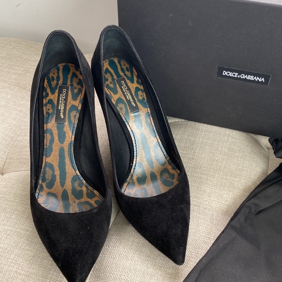 Dolce & Gabbana Black Kate Leopard Heels - Picture 1 of 9